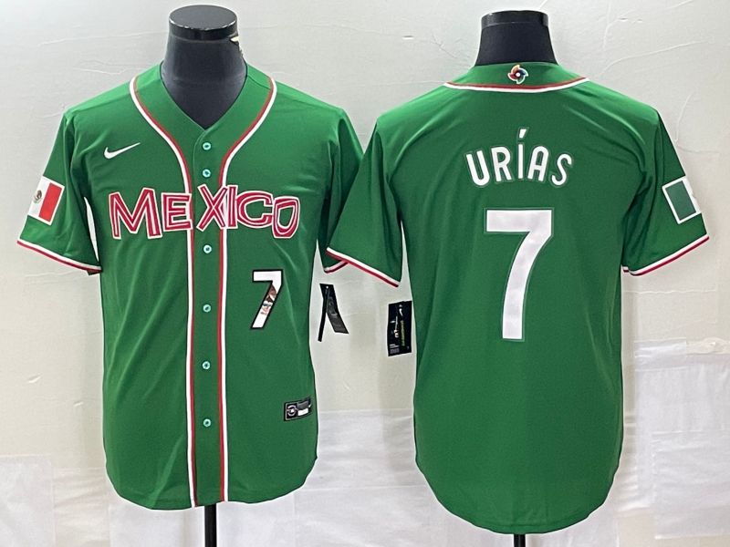 Men 2023 World Cub Mexico #7 Urias Green white Nike MLB Jersey15